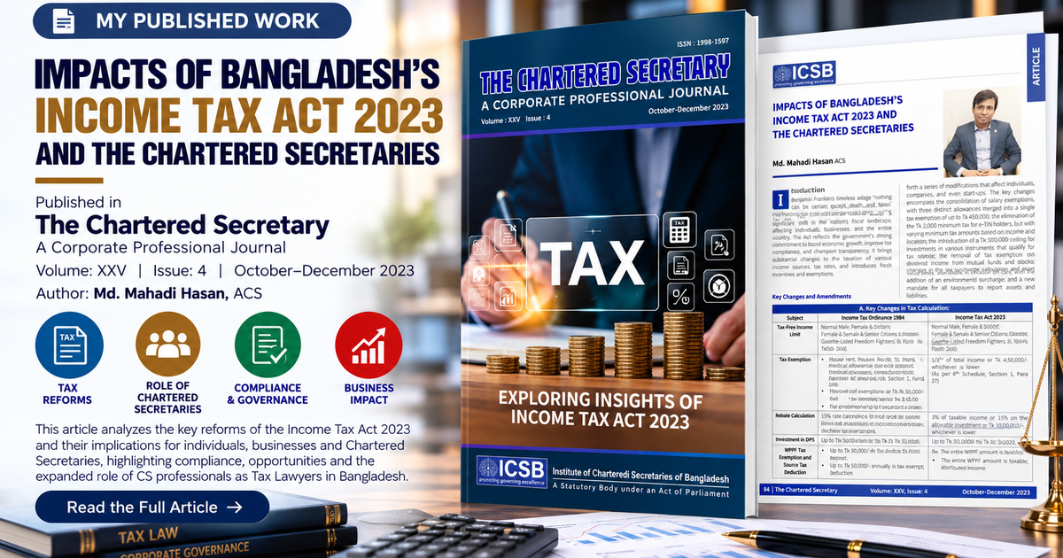 Impacts of Bangladesh's Income Tax Act 2023 and the Chartered Secretaries